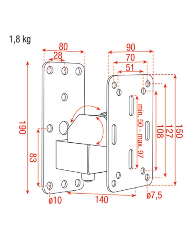 SHOWGEAR Compact Speaker Wall Bracket Black Wall Brackets