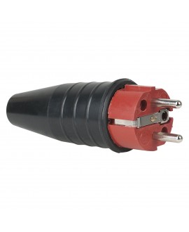 PCE Rubber Schuko Connector Male Red - 240 V - CEE 7/VII - 16 A SCHUKO Kabelsteckverbinder
