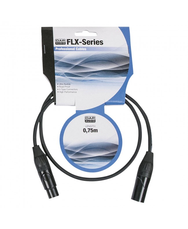 DAP FLX01- bal. XLR/M 3P to XLR/F 3P X-type 0.75 m
