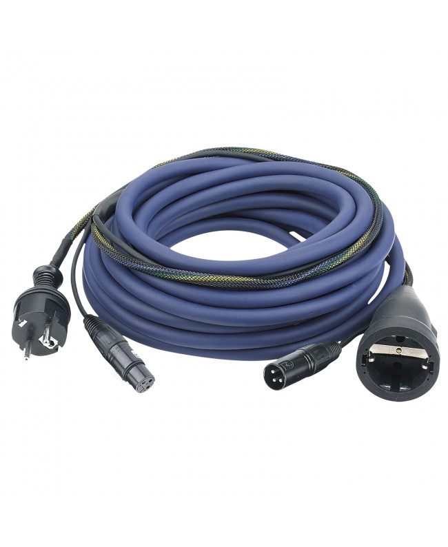 DAP FP09 - Schuko/XLR F - Schuko/XLR M - Audio / Power 20 m, Blue Hybridkabel Strom- und Audiosignal