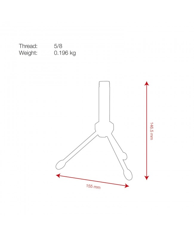 SHOWGEAR Desk Microphone Stand - Mini 146,5 mm - 5/8 filetto Supporti da tavolo