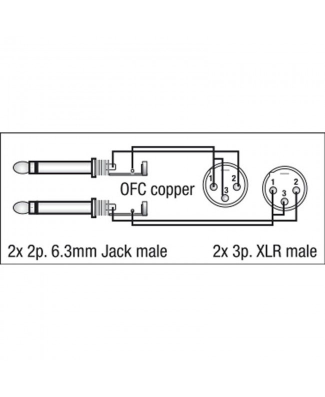DAP FL44 - 2 unbal. Jack mono L/R to 2 XLR/M 3P 1.5 m Unsymmetrische Kabel