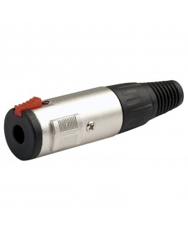 DAP Jack Plug - Stereo - Locking - female Alloggiamento in nichel - cappuccio finale nero Connettori volanti Jack