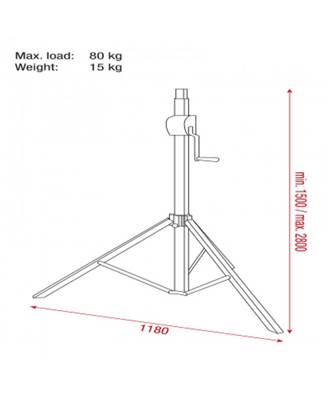 SHOWGEAR Basic 2800 Wind up stand 80kg Supporti per luci