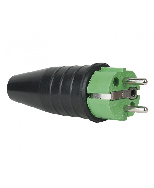 PCE Rubber Schuko Connector Male Green - 240 V - CEE 7/VII - 16 A