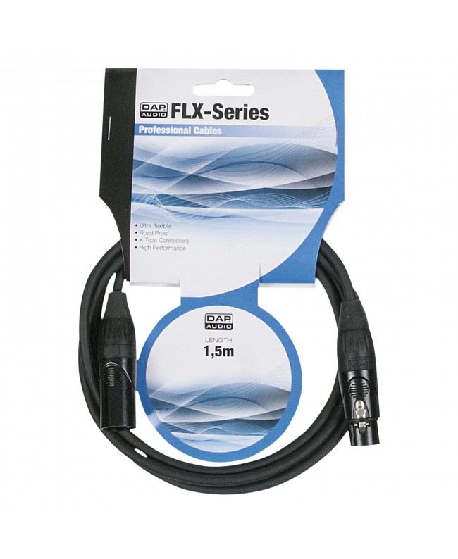 DAP FLX01- bal. XLR/M 3P to XLR/F 3P X-type 1.5 m