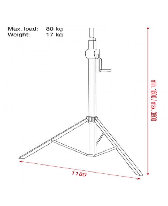 SHOWGEAR Basic 3800 Wind up stand 80 kg Supporti per luci