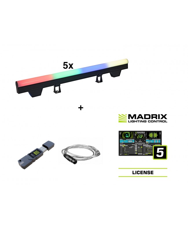 Eurolite Set 5x LED PT-100/32 Pixel DMX Tube + Madrix Software LED BAR