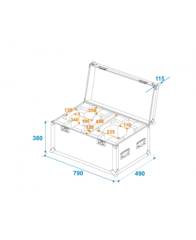 Roadinger Flightcase 2x LED TMH-X7 Moving head Custodie per moving light