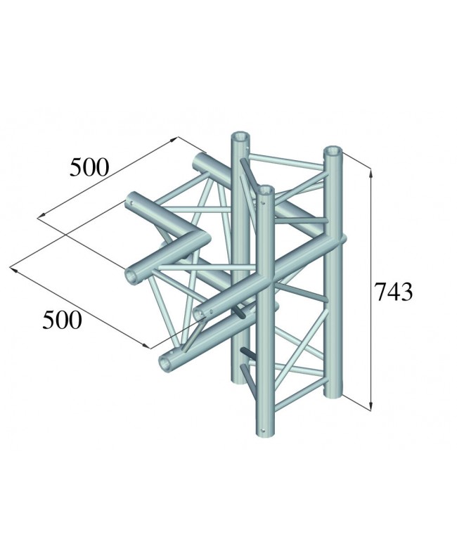Alutruss TRILOCK 6082AC-45 4-way Piece \/ right Pro-30 a sezione triangolare