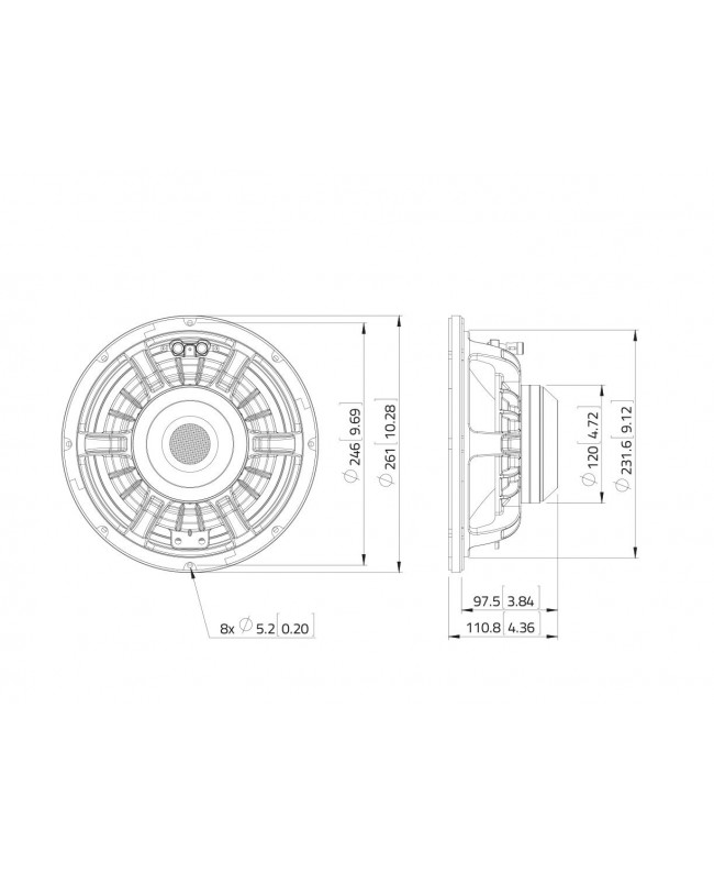 Lavoce WAN103.01-16 10 Zoll Woofer, Neodym, Alukorb Neodym-Basslautsprecher