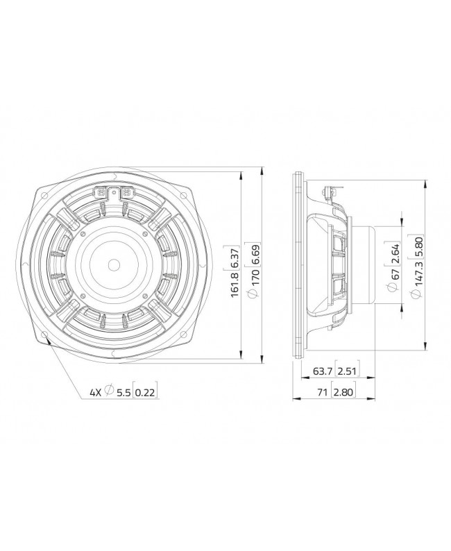 Lavoce MAN062.00 6,5 Zoll Mid-Woofer, Neodym, Alukorb Neodym-Basslautsprecher