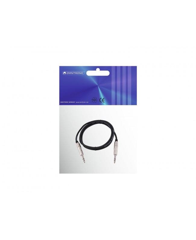Omnitronic Jack Cable 6.3 stereo 1m bk ROAD