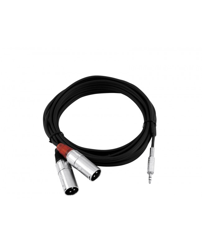 Omnitronic Adapterkabel 3,5 Klinke/2xXLR(M) 3m sw
