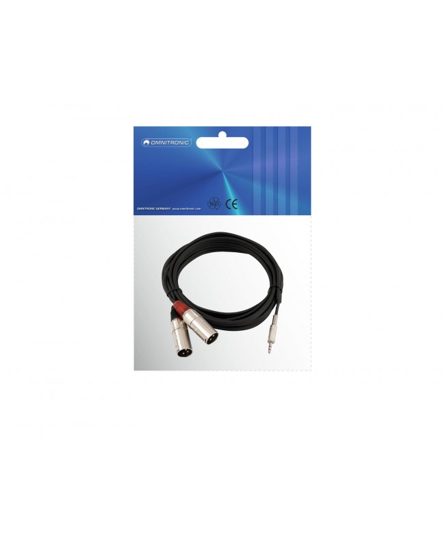 Omnitronic Adapter Cable 3.5 Jack/2xXLR(M) 3m bk
