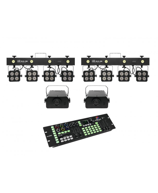 Eurolite Set 2x LED KLS-180 + 2x LED WF-40 + DMX LED Color Chief Controller Effetti LED