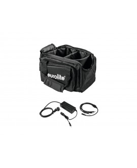 Eurolite Set SB-14 Soft-Bag + Charger 4x AKKU Flat Light 1 Fari LED a batteria