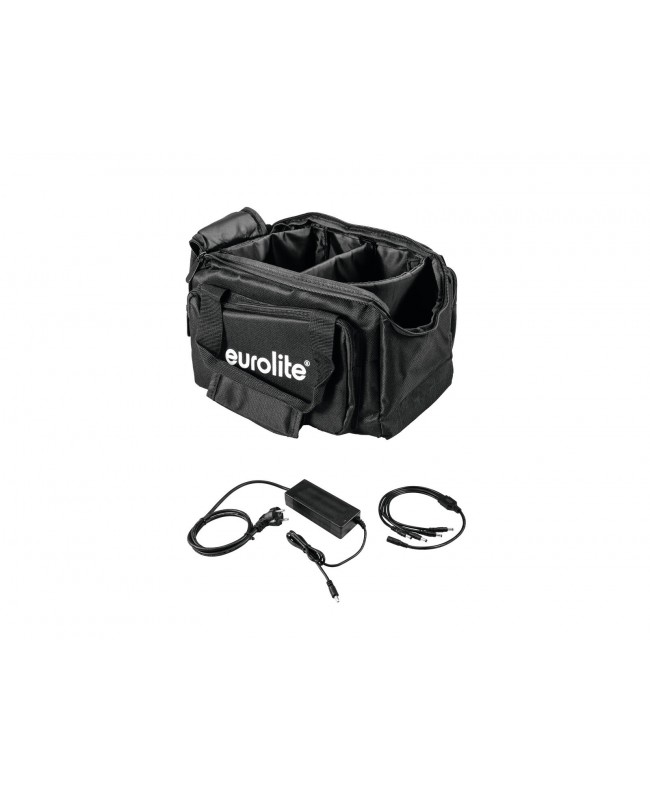 Eurolite Set SB-14 Soft-Bag + Charger 4x AKKU Flat Light 1 Fari LED a batteria