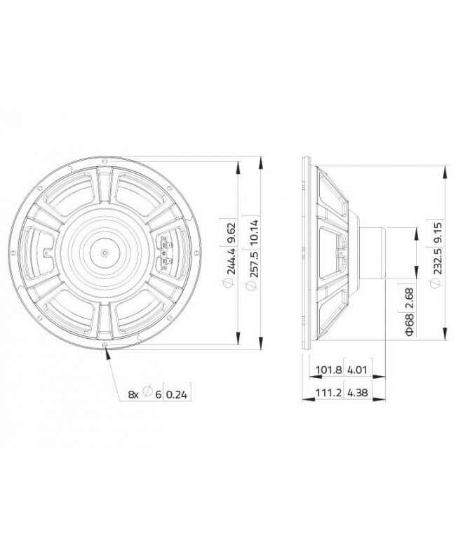 Lavoce WSN102.00 10 Zoll Woofer, Neodym, Stahlkorb Neodym-Basslautsprecher