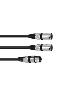 Omnitronic Adaptercable XLR(F)/2xXLR(M) 3m bk