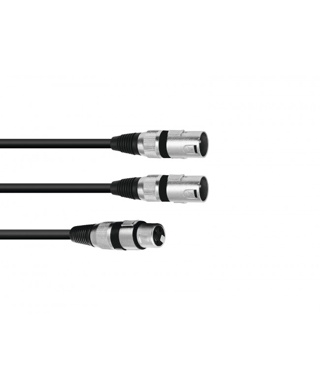 Omnitronic Adaptercable XLR(F)/2xXLR(M) 3m bk