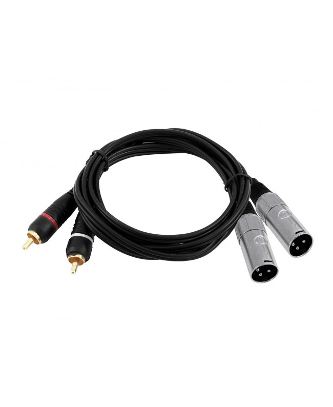 Omnitronic Adapter Cable 2xXLR(M)/2xRCA 3m bk Cavi sbilanciati
