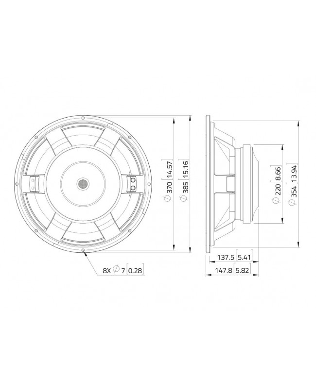 Lavoce WXF15.800 15 Woofer, Ferrite, Magnet Aluminium Basket Driver
