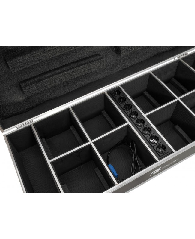 Roadinger Flightcase 8x AKKU UP-4 QuickDMX with charging function Cases for spotlights