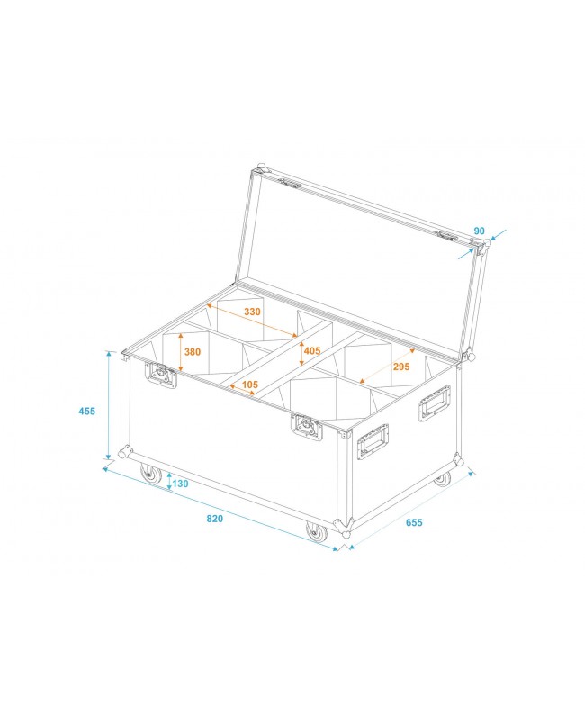 Roadinger Flightcase 4x LED THA-100F/THA-120PC with wheels