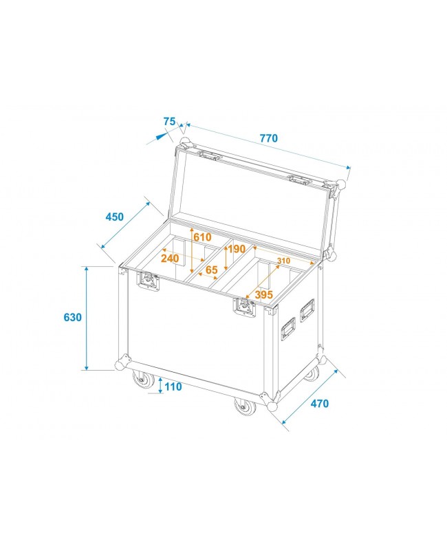 Roadinger Flightcase 2x TMH BSW-380 mit Rollen Movinglight-Cases