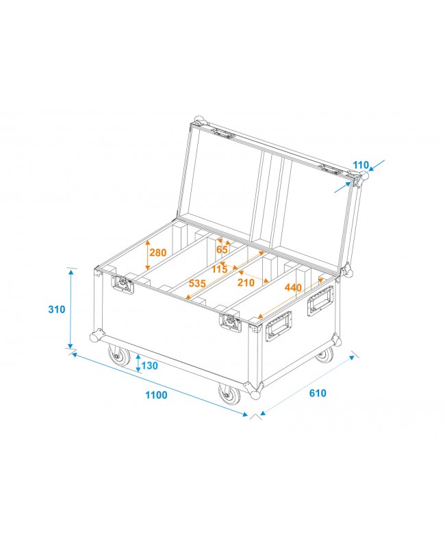Roadinger Flightcase 4x Multiflood Pro Custodie per proiettori