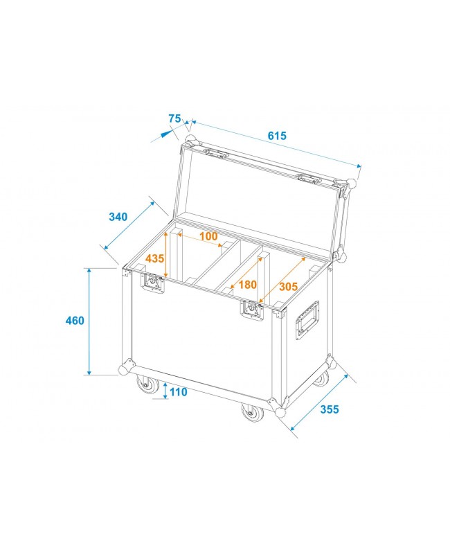 Roadinger Flightcase 2x TMH-W400 with wheels Cases for moving lights