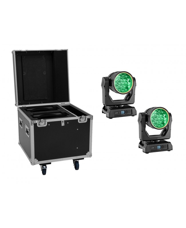 Eurolite Set 2x LED IP TMH-W285 Hypno Moving-Head Wash + Flightcase mit Rollen Movinglights Effects