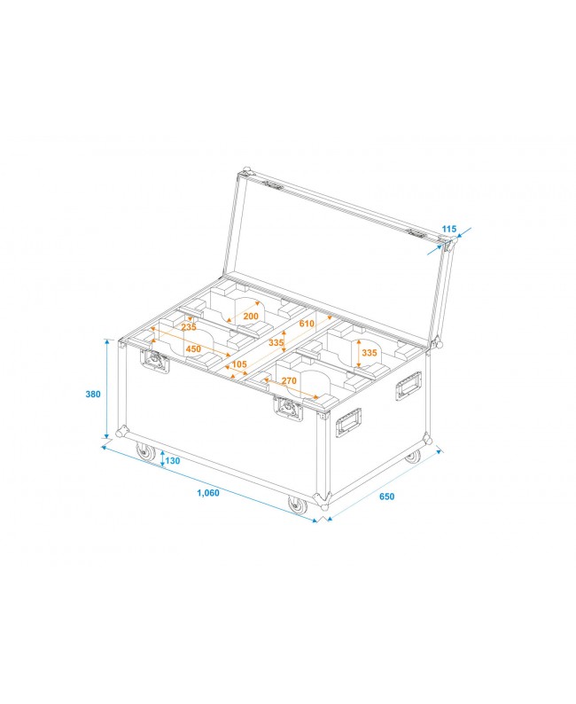 Roadinger Flightcase 4x LED TMH-X7 Moving head Cases for moving lights