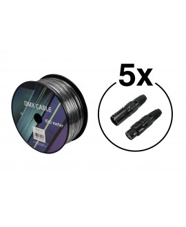 Eurolite Set DMX Cable 2x0.22 100m bk + 10 Connectors Cavi DMX