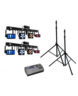 Eurolite Set 2x LED KLS Laser Bar PRO + Easy Show + 2x M-4 Boxenhochständer LED Effekte