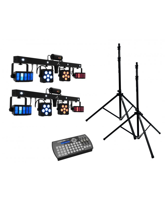 Eurolite Set 2x LED KLS Laser Bar PRO + Easy Show + 2x M-4 Boxenhochständer LED Effekte