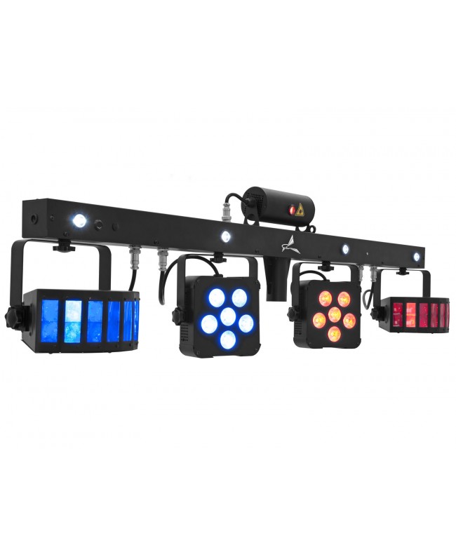 Eurolite Set 2x LED KLS Laser Bar PRO + Easy Show + 2x M-4 Speaker System Stand Effetti LED