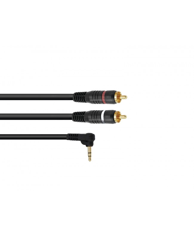 Omnitronic Adapter Cable 3.5 Jack 90°/2xRCA 3m bk