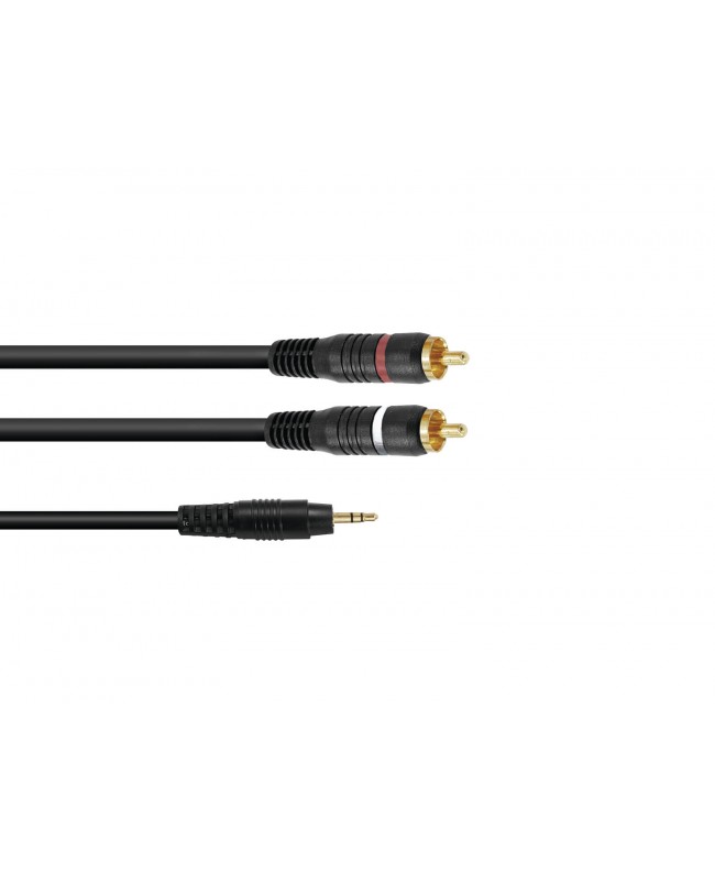 Omnitronic Adapter Cable 3.5 Jack/2xRCA 1m bk