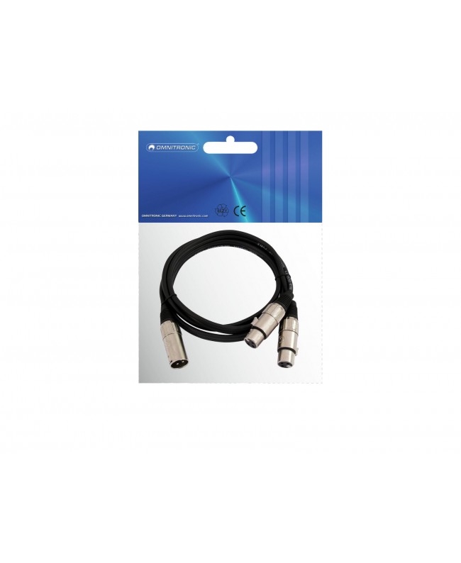 Omnitronic Adaptercable XLR(M)/2xXLR(F) 0.5m bk