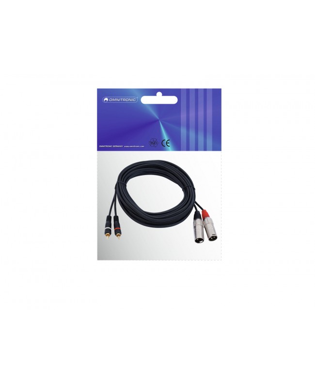 Omnitronic Adapter Cable 2xXLR(M)/2xRCA 6m bk Cavi sbilanciati