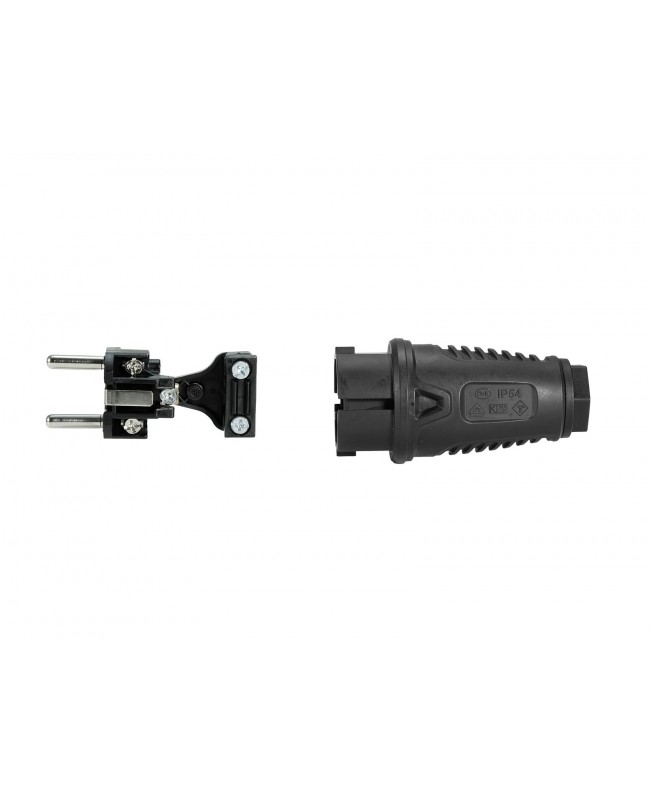 Pc Electric Schutzkontakt Stecker Gummi sw SCHUKO Kabelsteckverbinder