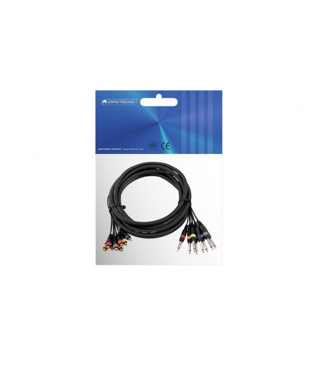 Omnitronic Snake cable 8xRCA/8xJack mono 15m Unbalanced Cables