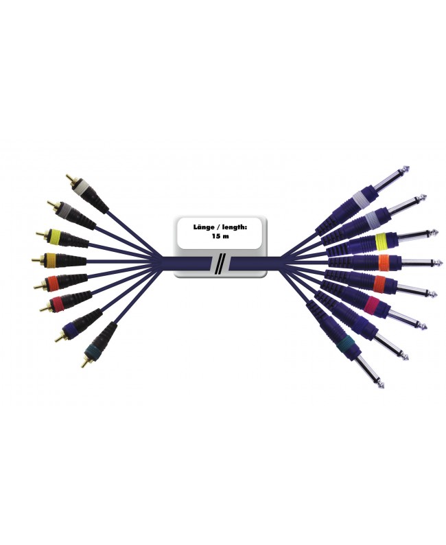 Omnitronic Snake cable 8xRCA/8xJack mono 15m Unbalanced Cables