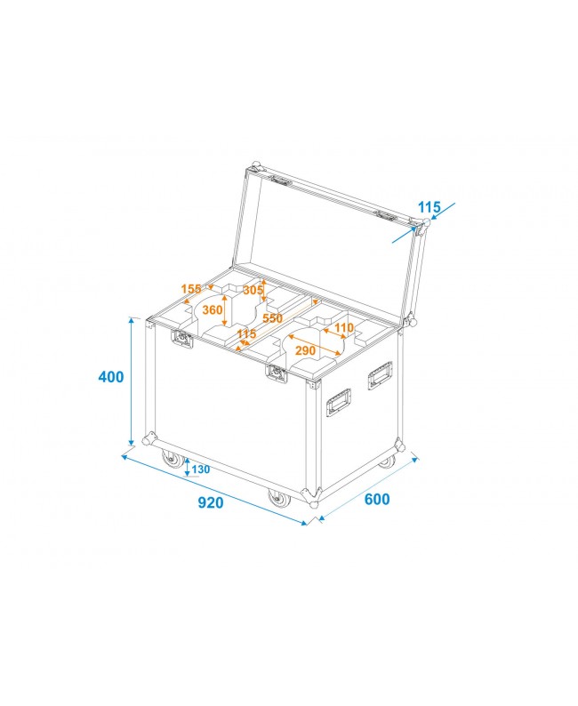 Roadinger Flightcase 2x LED TMH-X19 Moving head Movinglight-Cases