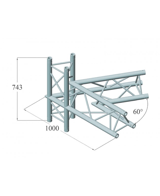 Alutruss TRILOCK 6082AC-20-4 4-way Corner 60° Pro-30 a sezione triangolare