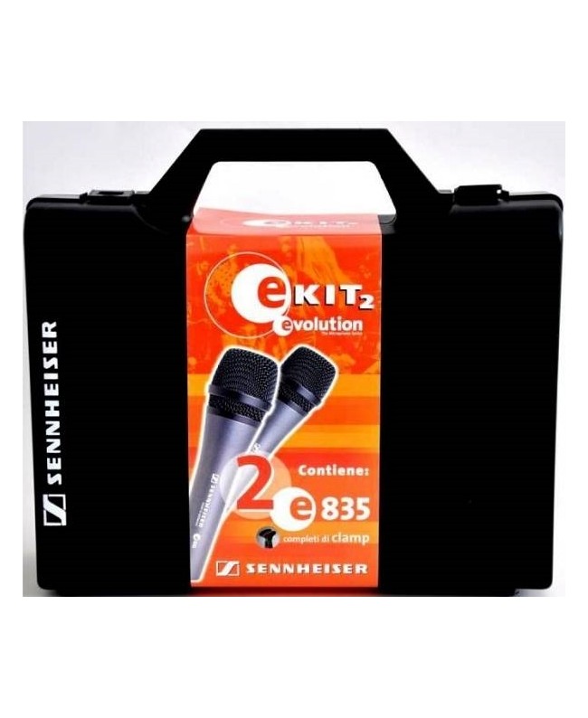 Sennheiser E835 EKIT2 Koffer mit 2 Mikrofonen + 2 Klemmen MZQ 800 Handmikrofone