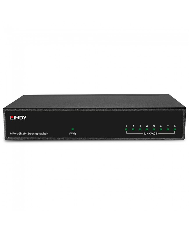 LINDY 25045 Switch Gigabit Ethernet da tavolo, 8 porte Switch AV