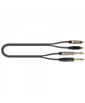 Quik Lok JUST/2RCA2J-5 Cavo 2x Jack 6.3 TS Mono / 2x Spina Phono RCA 5 mt